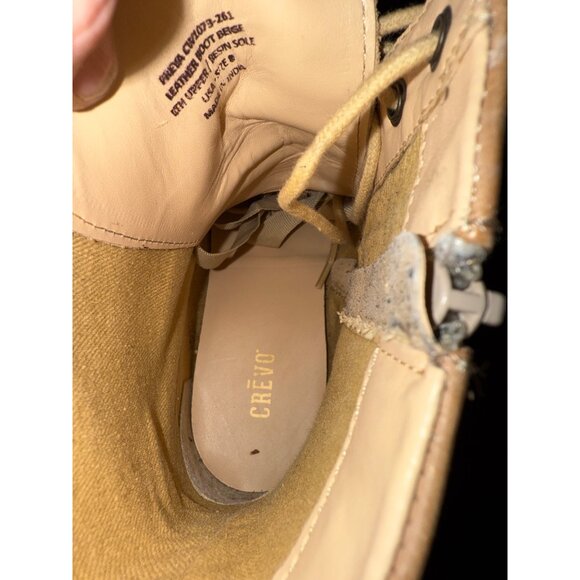 Crevo Freya Lace Up Ankle Boot Beige Genuine Leather Side Zip Distressed Size 8 - Picture 9 of 13